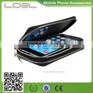 Double Zipper Leather Pouch of Phone Wallet thumbnail-1