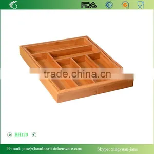 Home-it Expandable Bamboo Cutlery Drawer Organizer, Flatware Drawer Dividers thumbnail-1