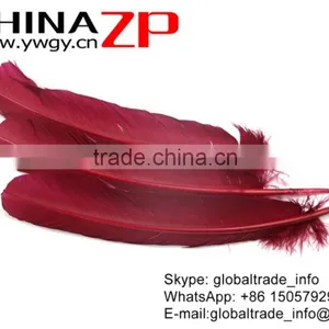 ZPDECOR Bulk Sale Feather Size From 30cm to 35cm Dyed Burdundy Solid Color Turkey Feathers thumbnail-4