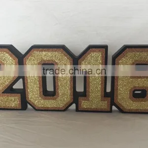 Wooden Arabic Number With Glitter Home Adorns Products Decoration on Desk New Year Gifts in Window thumbnail-1