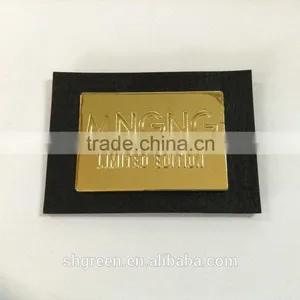 Promotional White Real Leather Label With Engraved Logo Metal Plate thumbnail-3