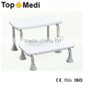 Rehabilitation Therapy Supplies TOPMEDI Bath Bench Series White Stainless Steel Shower Chair for Disabled People thumbnail-1