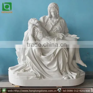 Hand Carved White Marble Pieta Statue thumbnail-1