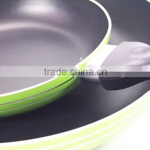 6Pcs Green Non-Stick Coating Die Casting Aluminum Cookware Set With Glass Lid thumbnail-5