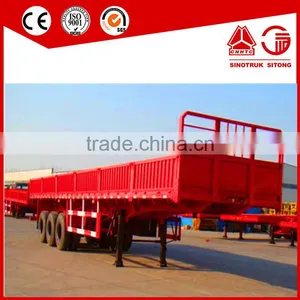 3 Axle Flatbed Side Wall Semi Truck Trailer and 6x4 Sinotruk Tractor Truck Trailer thumbnail-2