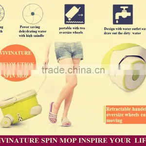 Vivinature Retractable Pole Rolling Spin Mop Two Wheels 360 Magic Two Mop Heads With Power Saving System thumbnail-2