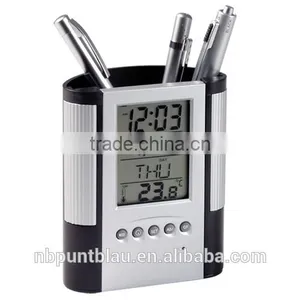 Table Clock PVC Penholder With Multifunction Display thumbnail-1