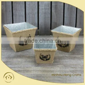 Competitive Price S/3 Flower Planter With Fabric, Flower Pot for Wholesale thumbnail-1