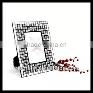 Modern Art Decor Black With Silver Antique Ornate Glass Mosaic Photo Frame Hang for Room thumbnail-5