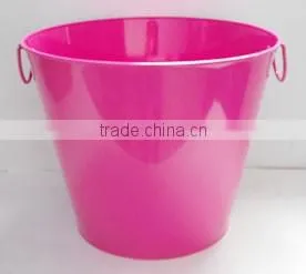 Large Metal Round Bucket in Red Color thumbnail-1