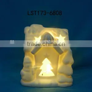 House Shaped Christmas Decoration Ceramic Christmas Light House thumbnail-5