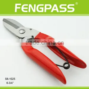 S6-1025 6-3/4" Plastic Handle and Stainless Steel Top Quality Bypass Pruning Shear Garden Scissors thumbnail-1