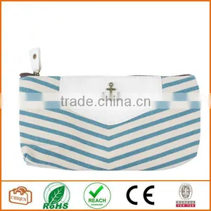 Canvas Navy Style Pen Pencil Case Cellphone Coin Cosmetic Makeup Bag Pouch Purse,Light Blue thumbnail-1