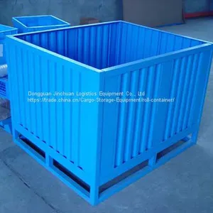 Folding Steel Stacking Pallet Box Container Baked Powder Coating thumbnail-1