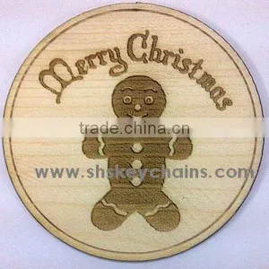 Gingerbread Man Wooden Coaster, Laser Engraved thumbnail-1