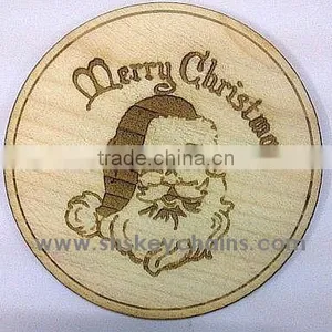 Santa Claus Wooden Coaster, Laser Engraved thumbnail-1