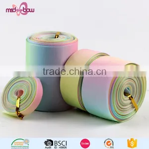 Custom Wholesale 3 Inch 75mm Printed Striped Rainbow Grosgrain Ribbon thumbnail-2