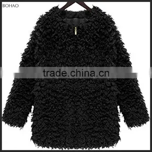 2015 Stylish Imitation Lamb Wool Women Winter Faux Fur Long Overcoat thumbnail-4