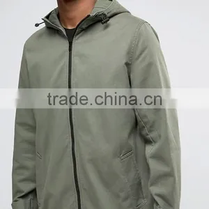 2017 Xinlan High Quality New Design Adjustable Toggle Hood Durable 100% Cotton Khaki Running Casual Men Jacket With Hood thumbnail-3