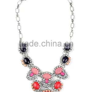 Multicolor Big Resin Gems Women Statement Necklace Jewelry Wholesale thumbnail-4