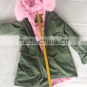 CX-G-P-08E Latest European Style High Quality Rex Rabbit Fur Lined Parka Jacket thumbnail-6