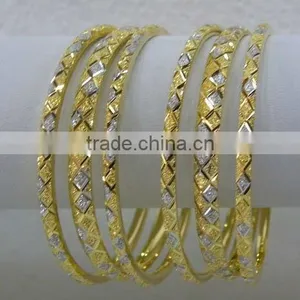 14kt Yellow Color Plated Bangles,Pulseras De Plata Chapado,14 Quilates Chapado En Oro Pulseras,Brazaletes Semanario, thumbnail-1