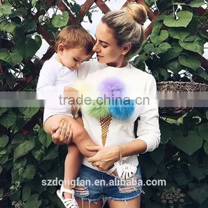 Mohair Ball Ice Cream Printed Sweatshirt Mommy And Me Pullover Custom Hoodies thumbnail-1