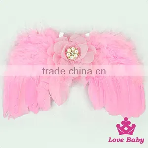 Wholesale Lovely 2pcs Newborn Baby Gift Sets Pink Flower Wings and Headband Kids Hair Birthday Accessory thumbnail-3