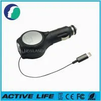 White USB Powerful Retractable IPhone Charger , Portable IPhone Car Charger thumbnail-1