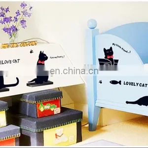 Black Cat on the Stair With Red Tie PVC Wall Sticker Home Decoration thumbnail-2