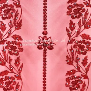 3D Floral Polyester Embroidered Lace Fabric For Apparel Home Decorating thumbnail-1