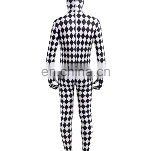 Full Body Lycra Spandex Zentai Costume Black White Check Catsuit Grid Size S M L XXL thumbnail-5