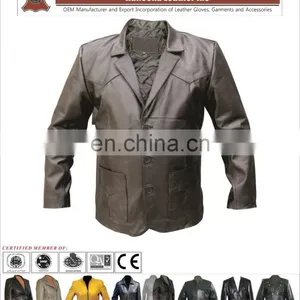 Men Leather Coat, Men Long Leather Coat, HLI New Leather Men Coat thumbnail-1