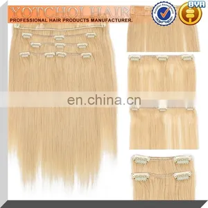 100% Real Human Hair Remy Hair Extensions Clip In Extensions(18inch,70g,#60 Platinum Blonde) thumbnail-6