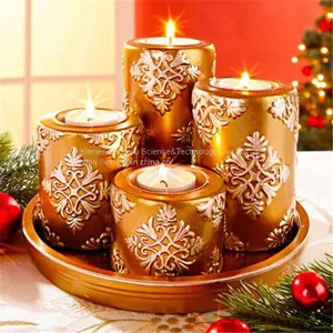 European-style Retro Creative Set With Four-ceramic Candlestick Christmas Decoration Household Crafts Decoration Items thumbnail-1