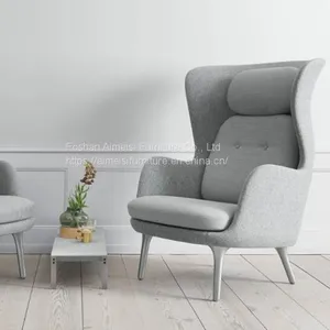Modern Wood Leg Fabric Cushion Armchair Fiberglass Inner Shell Chair thumbnail-1