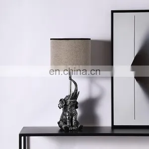 Wholesale Modern Customized Modern Hotel Desk Light Luxury Sliver Elephant Shape Resin Bedroom Bedside Table Lamp thumbnail-4