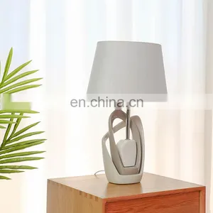 Top Sale Beige Porcelain Base Cloth Lampshade Home Decor Hotel Table Lamps for Indoor thumbnail-2
