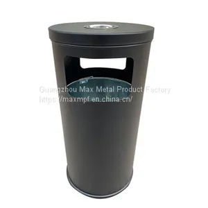 MAX-HK73 Wholesale Outdoor Street Steel Bucket Recycling Dust Bin Outside Litter Bins Garbage With Ashtray thumbnail-1