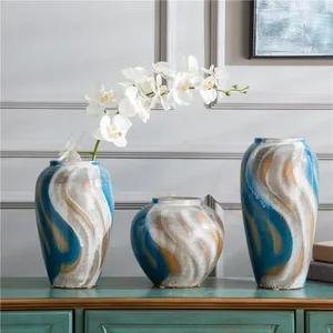 Mediterranean Simple Style Abstract Hand Paint Colours Ceramic Vase For Table Decoration thumbnail-4