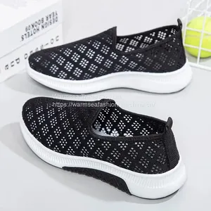 Summer Cloth Shoes Women's Mesh Breathable Casual Shoes Soft Bottom Non-slip Mesh Shoes Flat Bottom One Pedal Mother Shoes thumbnail-1
