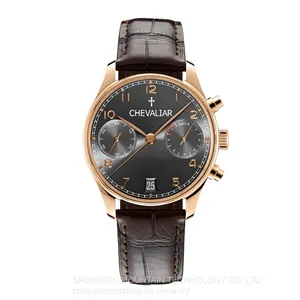 Stainless Steel Fashion Watches Man Chronograph Watch Genuine Leather Gift Watch thumbnail-4
