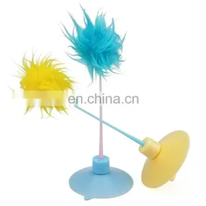 Cat Tease Toy With Pompom and Suction Cup Cat Play Toy Built-in Bell Funny Attractive Cat Toy thumbnail-1