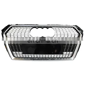 2017-2019 RS4 Glossy Black Electroplating A4 S4 Front Bumper Lift Grill Radiator Honeycomb Gril Applicable to Audi B9 RS4 Grill thumbnail-4