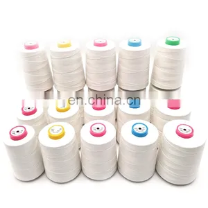 White Color Thick Raw Cotton Thread Trade 203 20s/3 Glazed Cotton Pearl Threads thumbnail-1