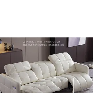 Italian-Style Sofa Electric Function Leather Sofa Three-Seat Modern Living Room Space Capsule Light Luxury Sofa thumbnail-3