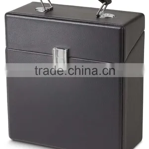 OEM Black Leather LP Record Case, Leather LP Record Carry Case, Custom High Quality Black Leather LP Flight Carrying Case thumbnail-3