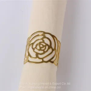 Wholesale Gold And Silver Colored Metal Napkin Ring With Flower Design thumbnail-3