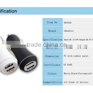 OEM Single 12v 3100amp 2 Port Usb Car Charger With Rubber Painting thumbnail-5