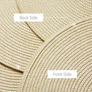Round Braided Placemats Set of 6, 15'' Heat Resistant Washable Non-Slip Woven Table Mats for Dining Table Kitchen thumbnail-3